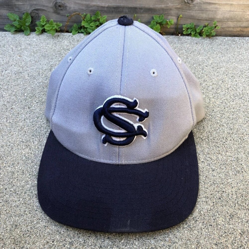 PACIFIC HEADWEAR South Carolina Fitted Hat S/M Men's Pro Model Cap Grey Blue​​